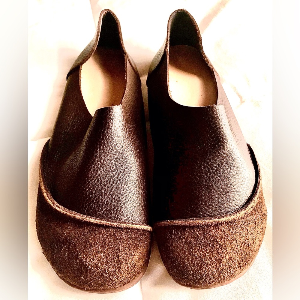 NEW in Box! Brown Leather and Suede Slip-On Shoes